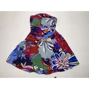 Anthropologie Size 4 Floral Lace Up Strappless Mini Dress P158